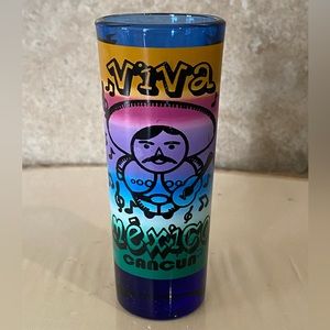 Cobalt Blue Viva Mexico Cancun Tall Shot Glass 4” New